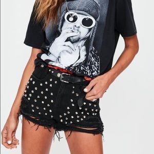 Missguided Studded Black Denim Shorts